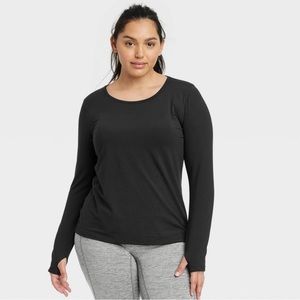 NWT All In Motion™ Women's Essential Crewneck Long Sleeve T-Shirt - Black XXL